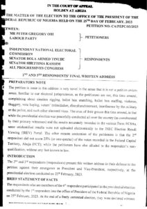 PETER OBI VS. INEC FINAL WRITTEN ADDRESS page 0002